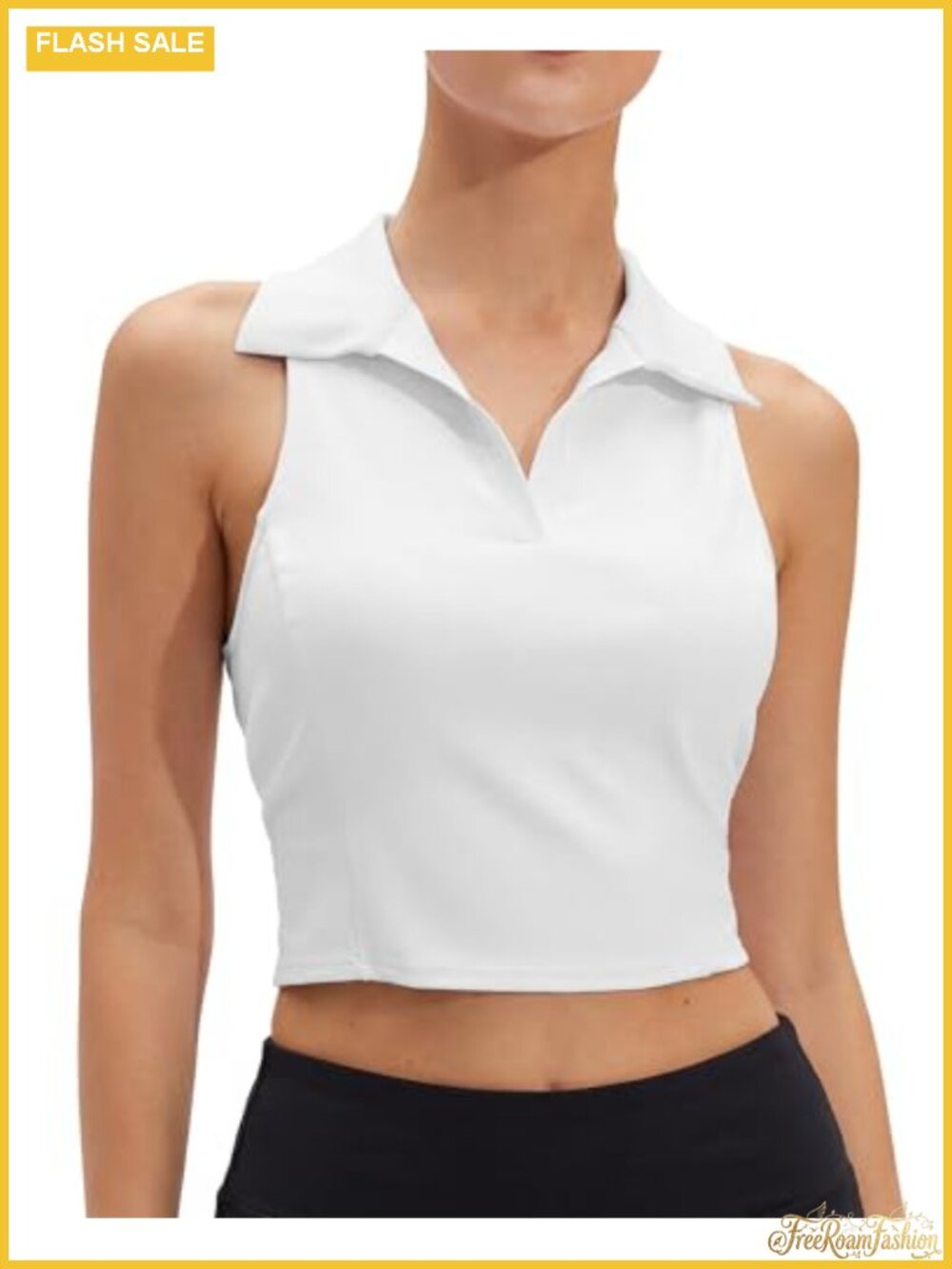 Sleeveless Golf Polo Shirt UPF 50+ Quick Dry Cropped Tank Top